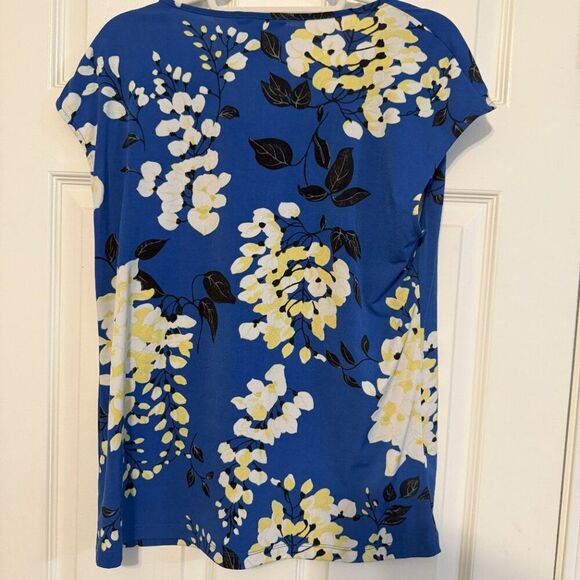 Liz Claiborne Blue Floral Sleeveless Blouse – Size Large, EUC, Career Chic Light - Picture 2 of 4